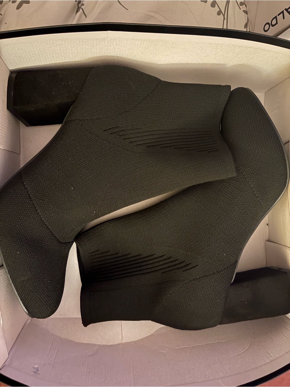 MIA Black Stretch Knit Ankle Booties with Block Heel